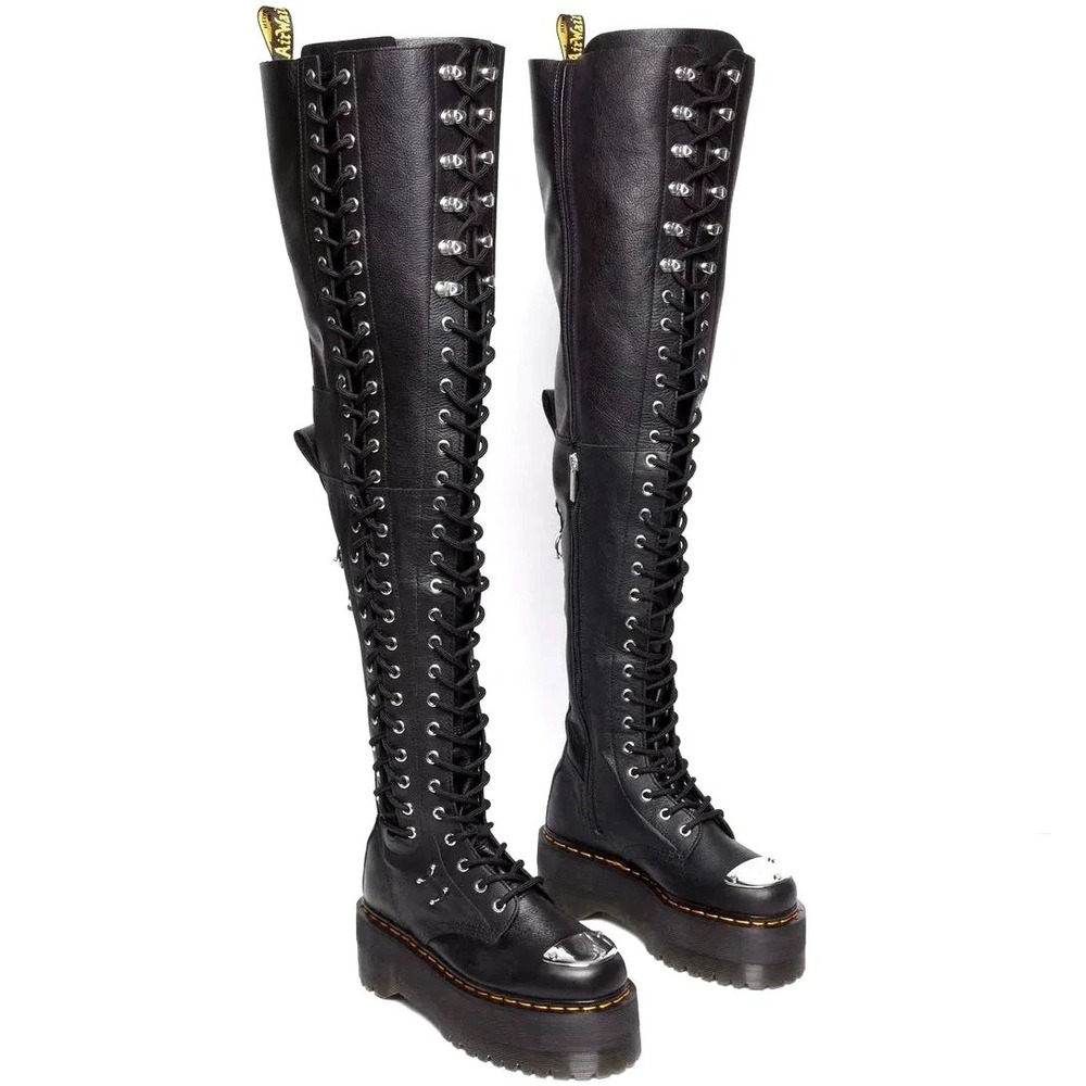 Dr. Martens 28-Eye XTRM Max Virginia Leather Knee High Platform Boots Size 6 NEW